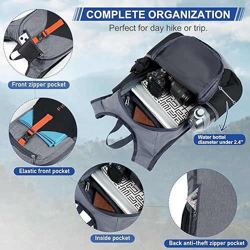 Miniatura 103 de FIORETTO Mochila de senderismo de 15L para mujeres y hombres, mochila mini plegable, ligera, pequeña mochila de día para camping, viaje, al aire