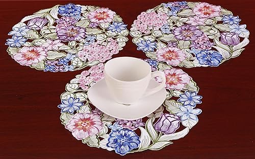 Miniatura 4 de Juego de 4 manteles individuales florales de primavera y Pascua, bordado de flores florales para decoración de mesa del hogar, cocina, comedor