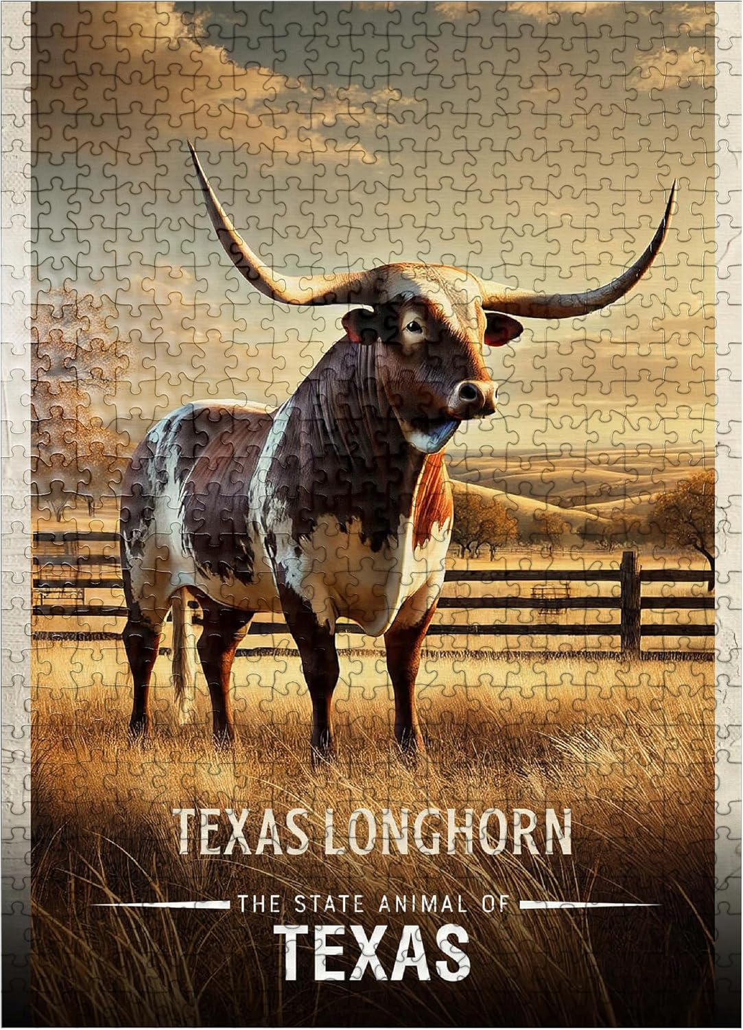 MyPuzzle Texas, Texas Longhorn: State Animals Series - Premium 500 Piece Jigsaw Puzzle for Adults