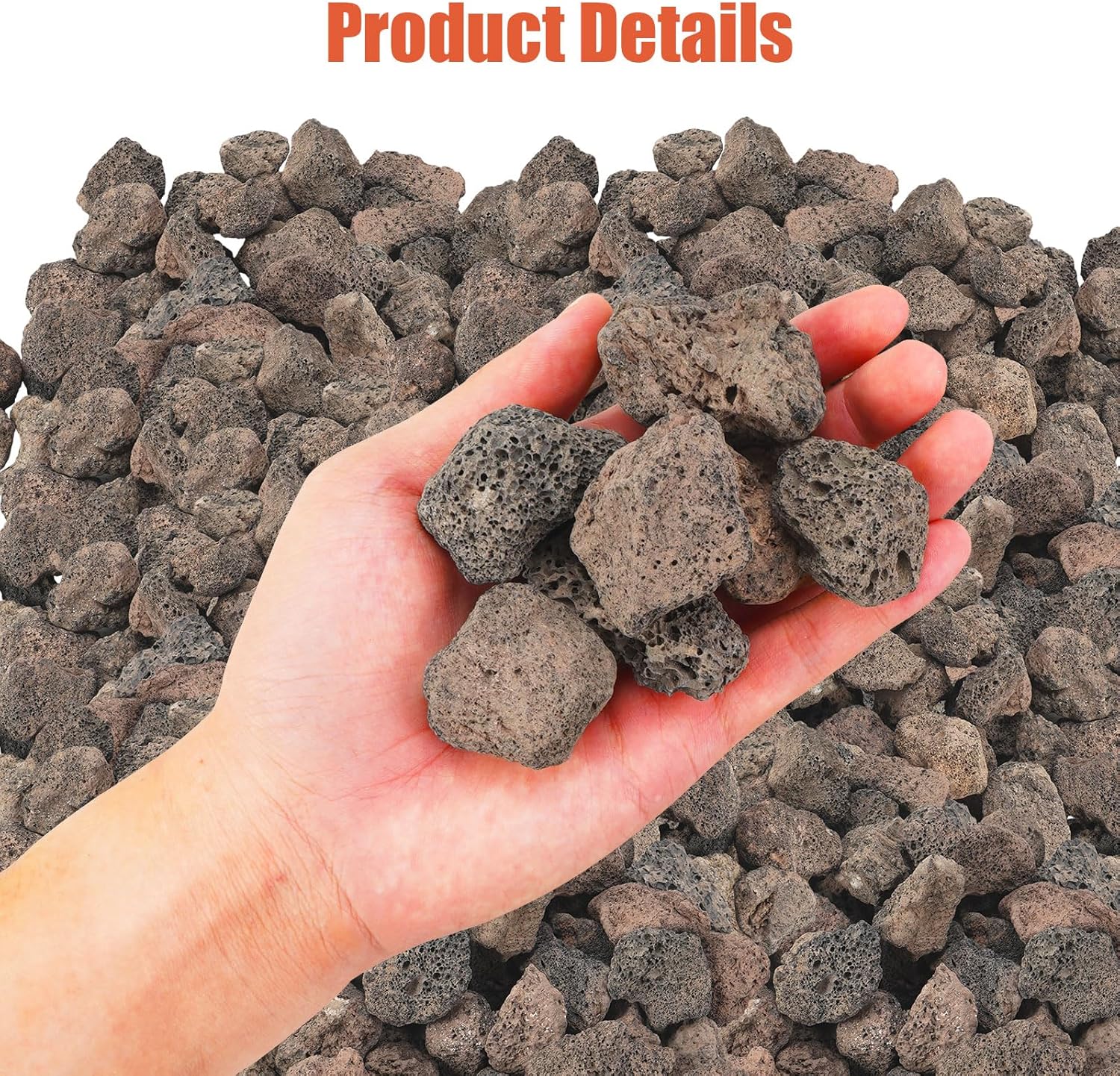 20LB Black Lava,Lava Rock Granules,Stones for Indoor Gas Fireplaces, Fire Pits, and Fire Pit Tables, Gas Fireplace Rocks, Fire Pit Stones for Outdoor Grills and Landscaping(1.2"-2")