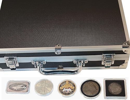 Vista 3 de Ursae Minoris Elite - Caja de aluminio negro para 100 cápsulas de monedas grandes, "H", XL, "I" o acrílico, 2 x 2 Black