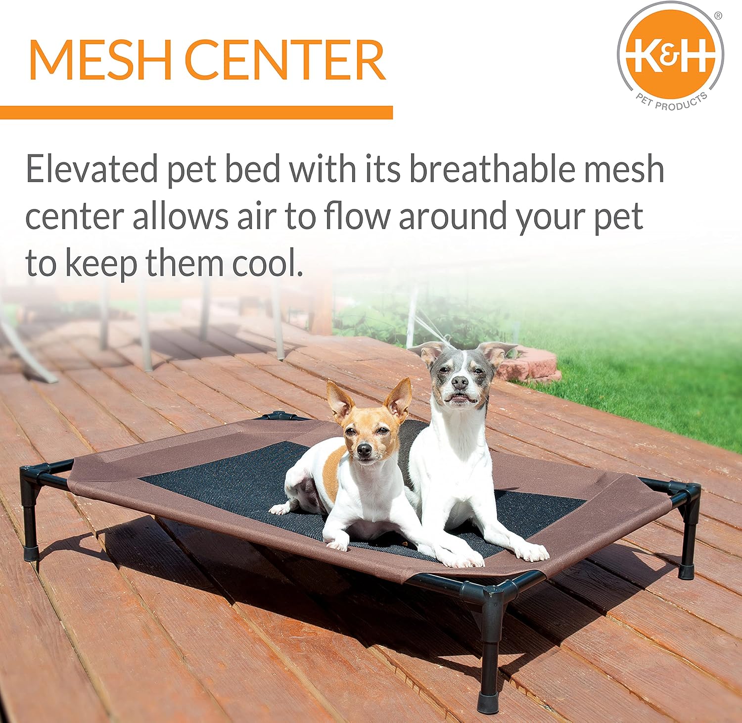 K&H Pet Products Original Pet Cot Elevated Dog Cot Bed Chocolate/Black Mesh Medium 25 X 32 X 7 Inches