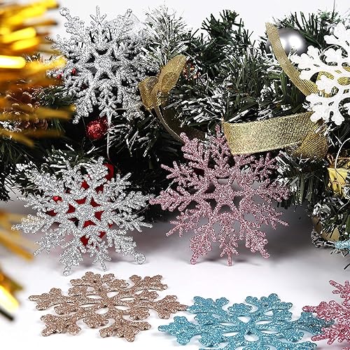 Miniatura 10 de RECUTMS 10 paquetes de flores de Pascua artificiales con purpurina para decoración de bodas, árbol de Navidad, Año Nuevo, guirnalda de Navidad