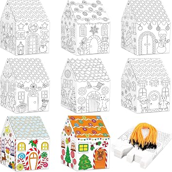80UncleKimby 25Sets Christmas Crafts Gingerbread House Coloring Kit