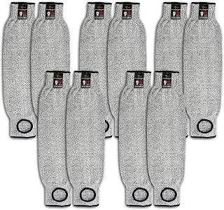Evridwear Protective Arm Sleeves Cut Resistant Farmers Sleeves for Men Work, Gardening, Farming, Arm Protectors for Thin Skin and Bruising (Large, With Thumb Hole) 5 Pairs