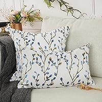 Vista 5 de YOUR SMILE Funda de cojín cuadrada decorativa con bordado clásico de jacquard azul, de 12 x 20 pulgadas