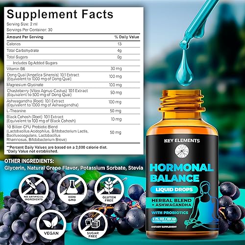 Miniatura 6 de Suplementos líquidos para el equilibrio hormonal para mujeres y alivio del síndrome premenstrual Apoyo a la menopausia PMS Vitaminas Alivio de los
