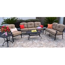 Elizabeth Cast Aluminum Powder Coated 5-piece Seating Set with Cushions- Antique Bronze
