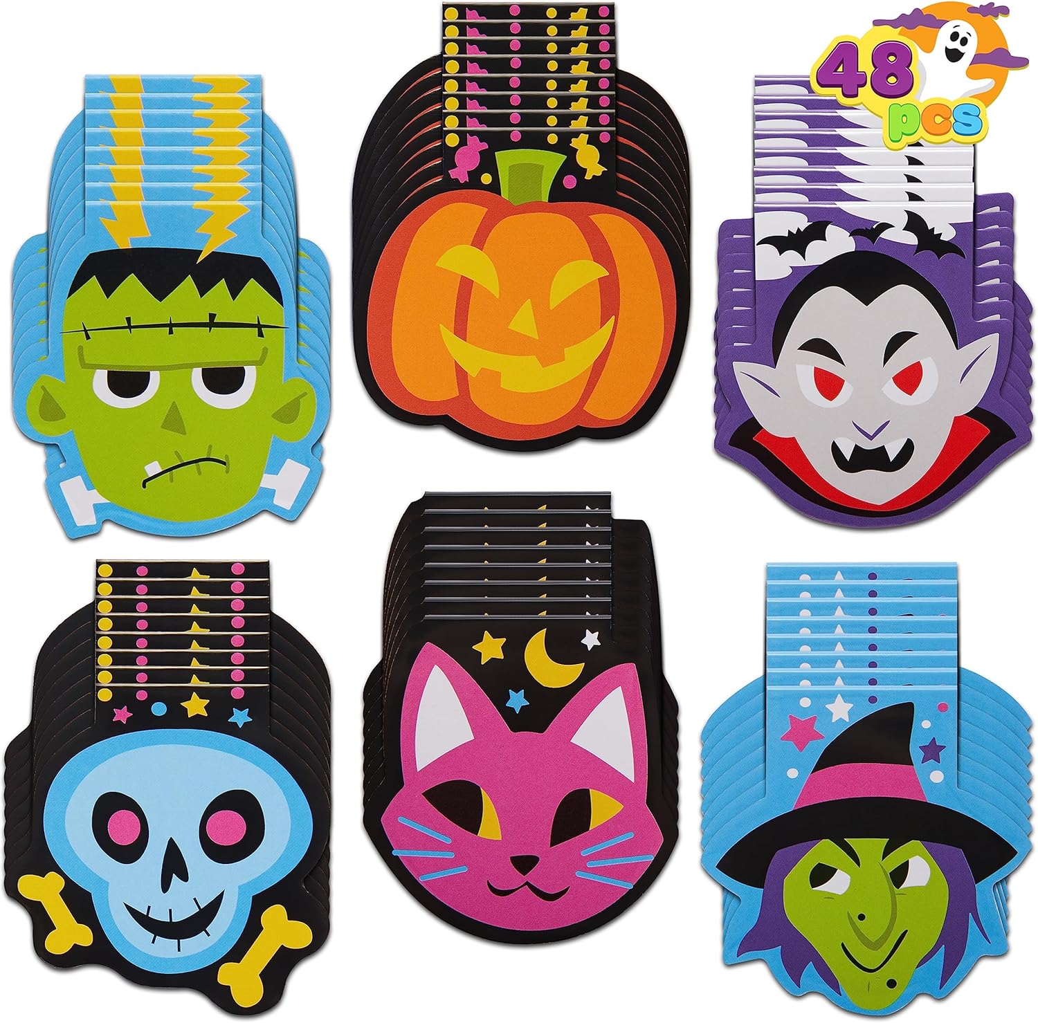 Amazon.com: JOYIN 48 PCS Halloween Spooky Characters Mini Notepad Set ...