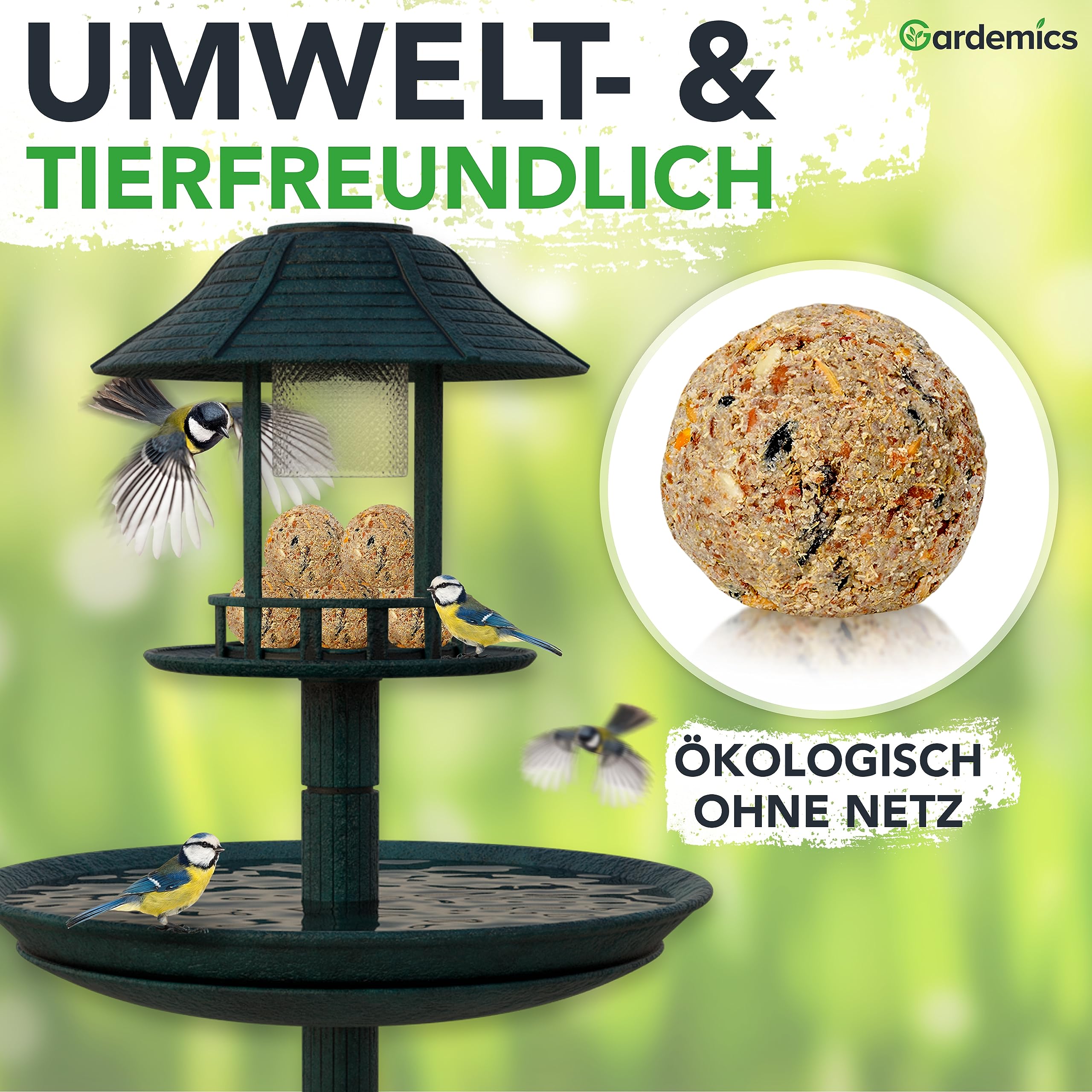 Gardemics Meisenknödel ohne Netz für Wildvögel, Vogelknödel [100 Stück] [9 kg] Wildvogelfutter für Artenvielfalt im Garten | Ganzjahresfutter