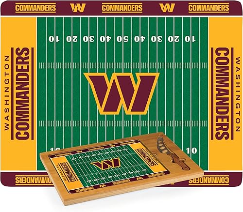 Vista 109 de PICNIC TIME NFL Football Field Icon - Juego de tabla de cortar y cuchillos con parte superior de vidrio, (Parawood y bambú)