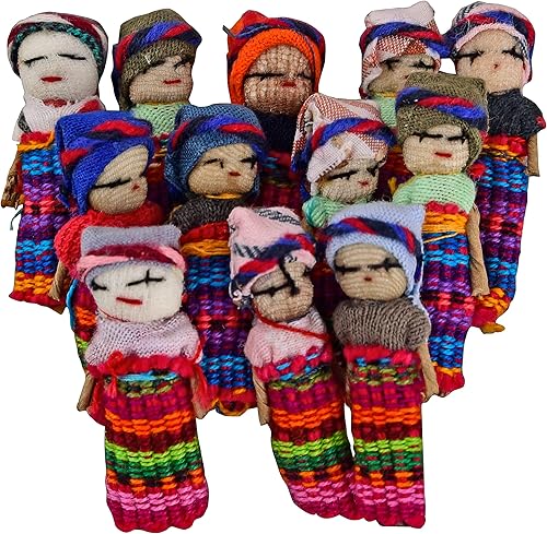 Miniatura 3 de Meximart 12 muñecas súper lindas hechas a mano  1 bolsa de tela maya gratis muñeca preocupada hecha a mano para nuestro juego de muñecas Mayan Worry