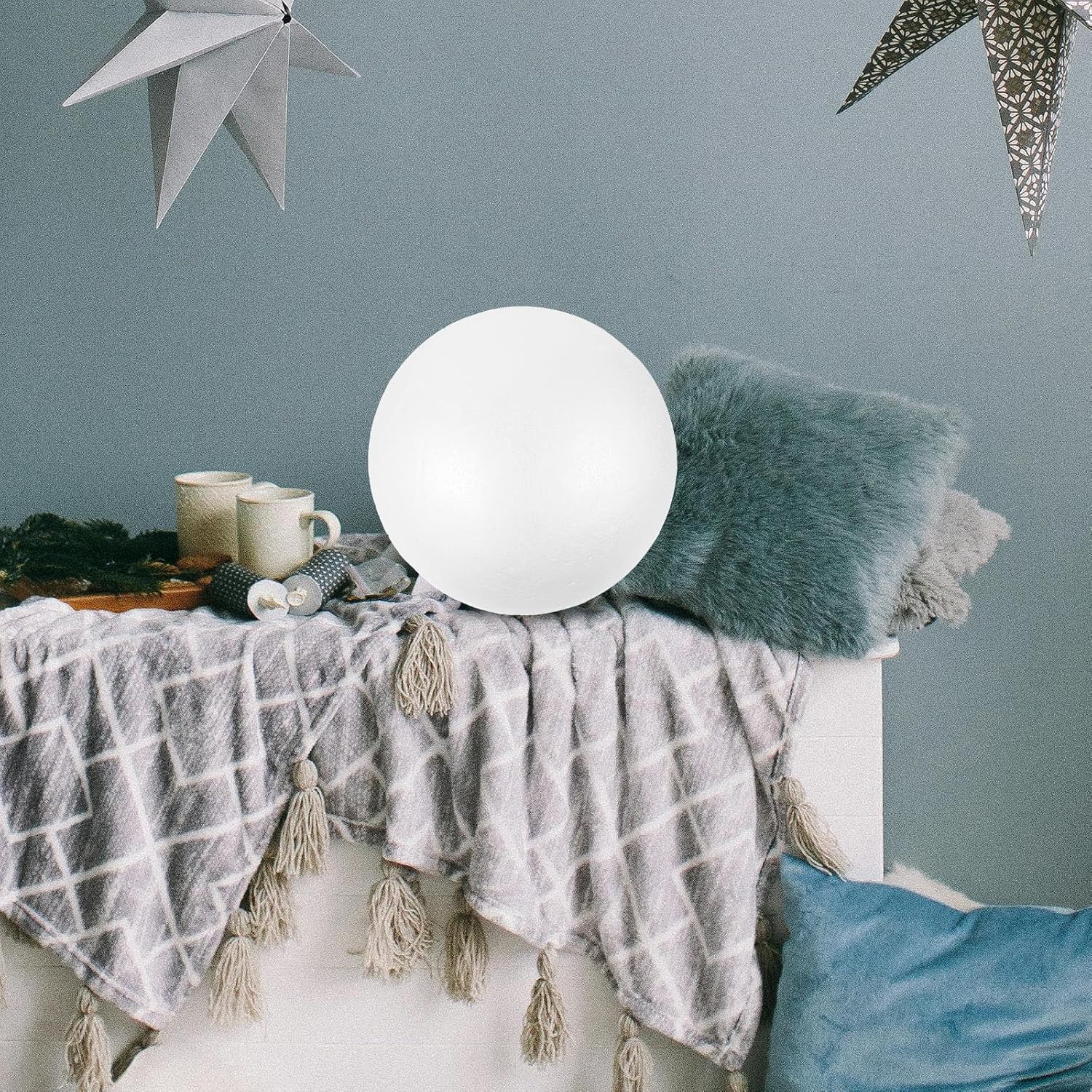 Foam Ball 7.8 inch Round Shapes Ball for Crafts Large White Baubles Balls DIY Craft Giant Foam Balls Sphere Smooth Solid for Arts Project and Party Decoration