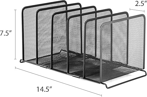 Miniatura 2 de Halter Organizador de archivos de 5 secciones de malla metálica para almacenamiento de archivos para el hogar y la oficina, organizador de