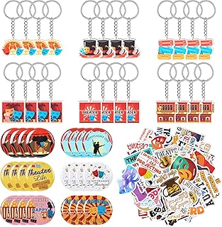 49 Pcs Theatre Gifts Set Keychain Stickers Button Pins for Theater Lover - Comedy Tragedy Mask Drama Actor Gifts for Theater Party Favors