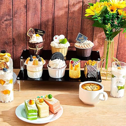 Vista 12 de Jetec Paquete de 2 soportes elevadores acrílicos negros para exhibiciones de manualidades, estantes de exhibición, estantes de exhibición