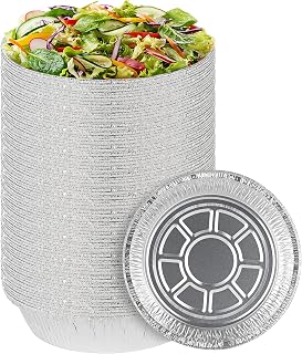 PARTY BARGAINS 9-Inch Round Disposable Aluminum Pans - 40 Pack (Lids not included) - For Baking, Roasting, BBQ, Perfect for Kitchen, Takeout Food, Catering, Picnic, Camping (Max 240°C)