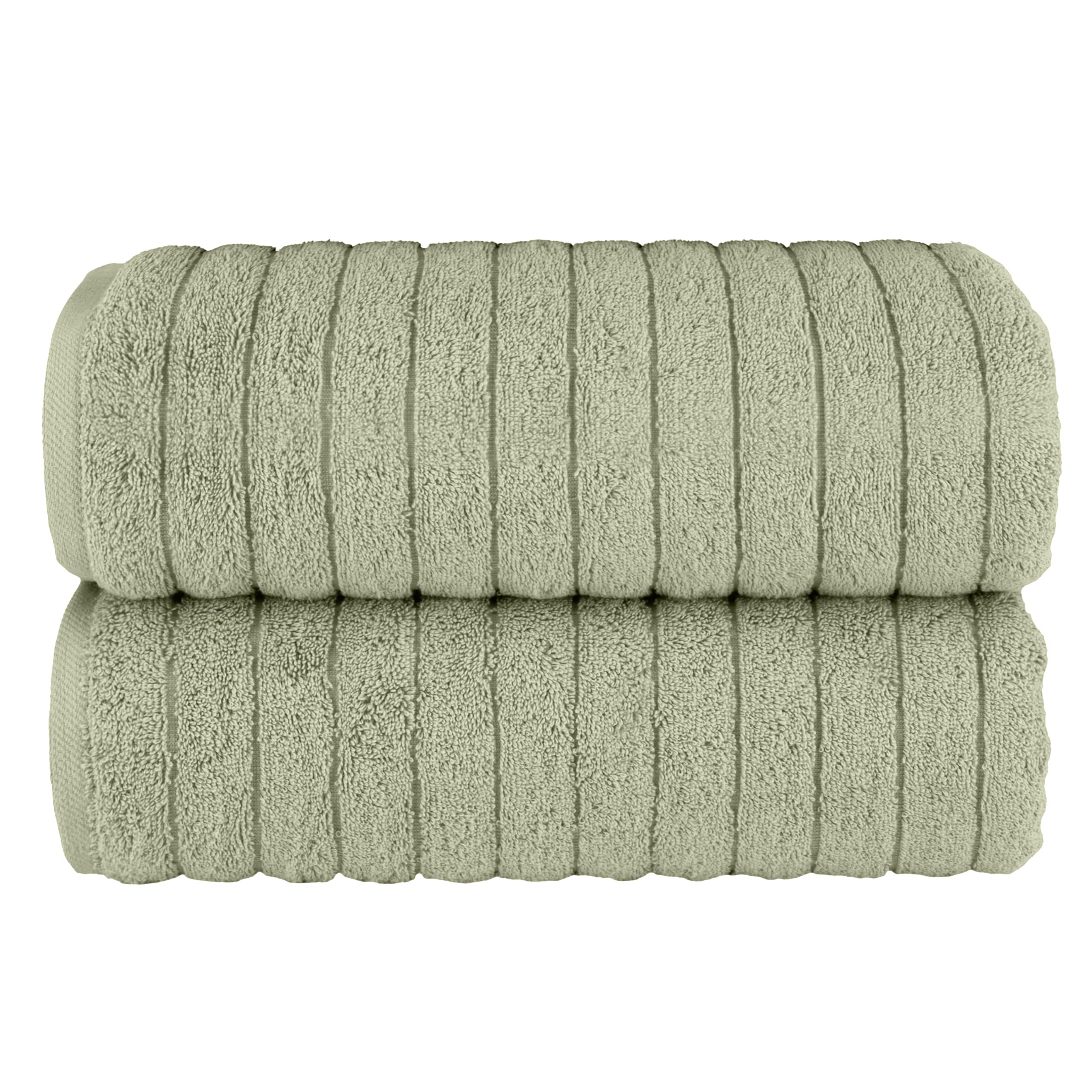 Elegant Comfort 100% Turkish Cotton Corduroy Ribbed Luxury Soft 2 Pack Bath Towels 27 x 54 Inch - Ultra Plush, Absorbent, Quick Dry, Hotel Spa Quality Towels for Bathroom Essentials, Mint Green