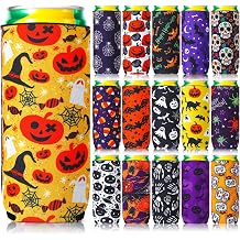 Zhehao 16 Pcs Halloween Can Coolers 12 Oz Neoprene Holders,Stylish Style