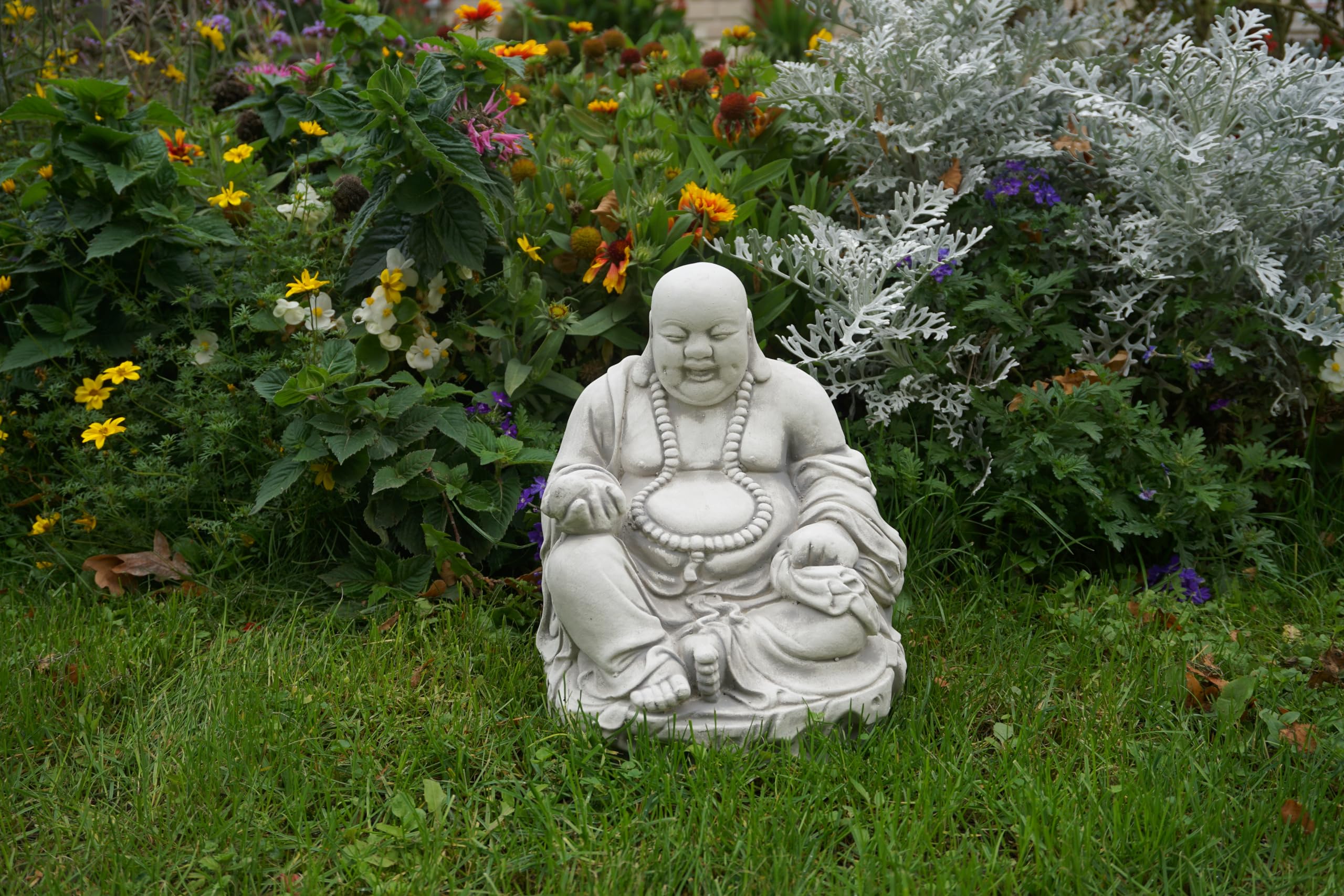 gartendekoparadies.de Figure de Pierre Massive Bouddha Amusant Pierre décoration de Jardin Moine en Pierre reconstituée, résistant au Gel