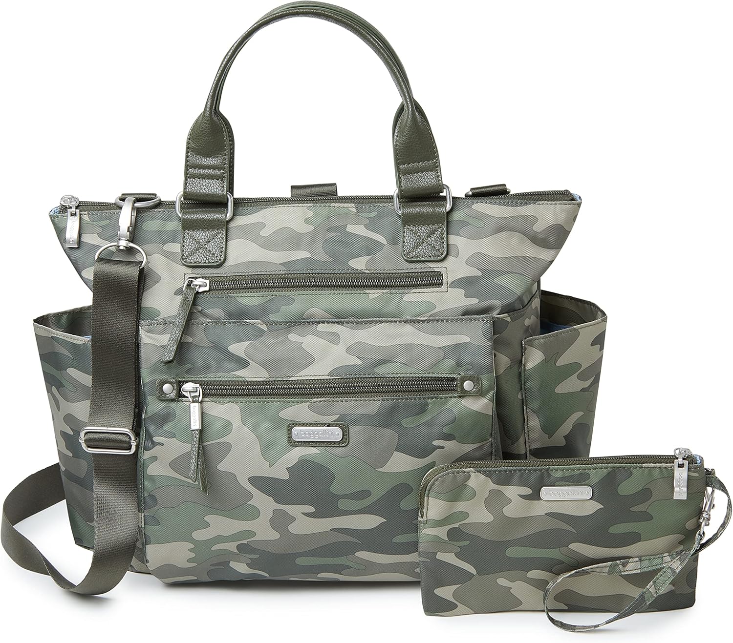 Baggallini womens 3-in-1 Convertible Backpack with RFID phone wristlet, Olive Camo, One Size US