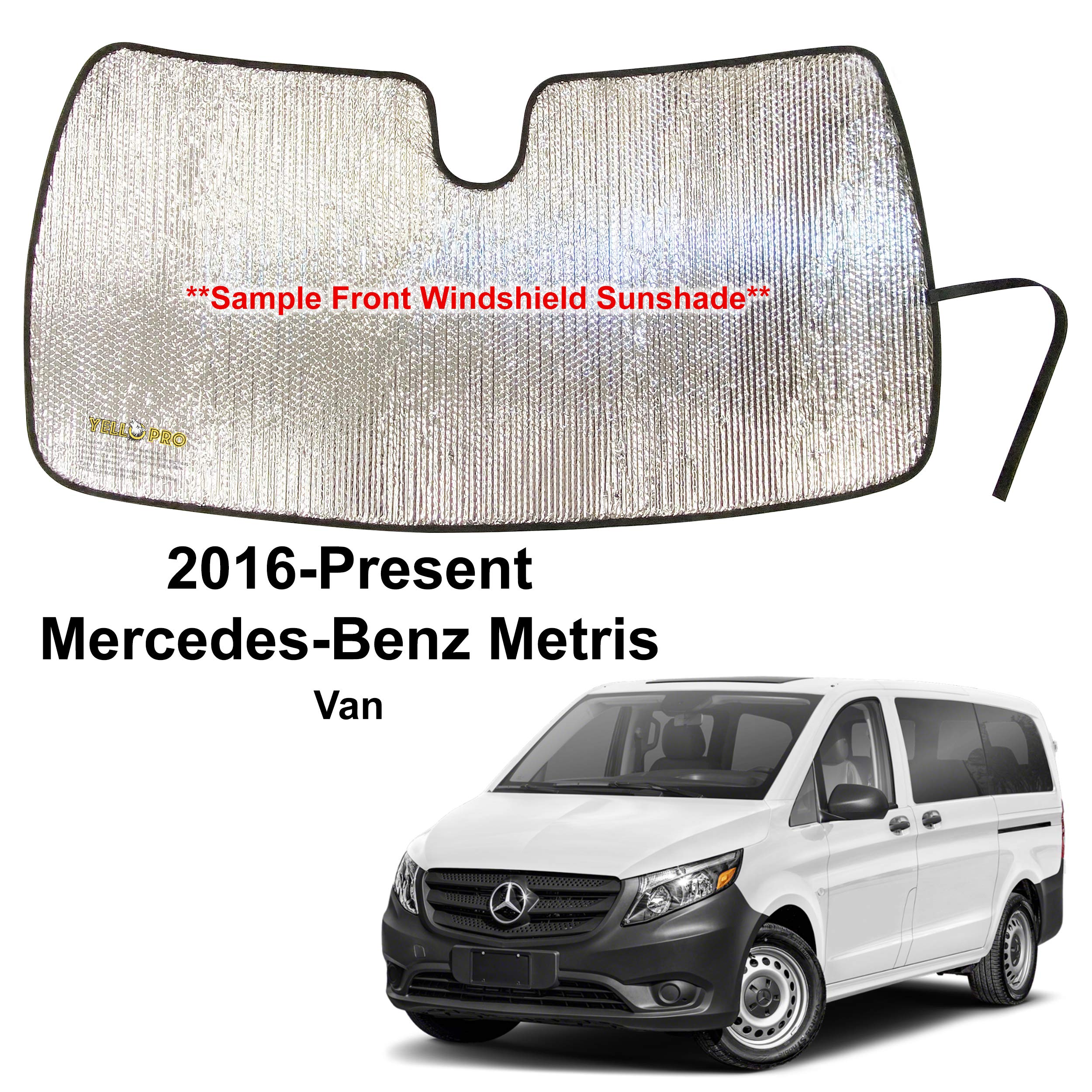 YelloPro Custom Fit Automotive Reflective Front Windshield Sunshade Accessories UV Reflector Sun Protection for 2016 2017 2018 2019 2020 2021 Mercedes Benz Metris Van