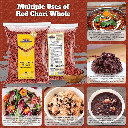 Miniatura 3 de Rani Red Chori Entero (Adzuki Beans) 64 oz (4 libras) 4.0 lbs a granel  Todo natural  Vegano  Apto para gluten  Sin OMG  Kosher  Origen indio
