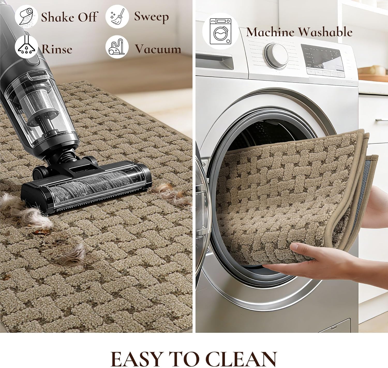 Door Mat Indoor Entrance 20x32, Non-Slip Washable Doormats Entry Way Mats, Dirt Resistant and Absorbent Welcome Mat, Easy Clean Low-Profile Doormat, Front Door, Inside Entrance, Beige