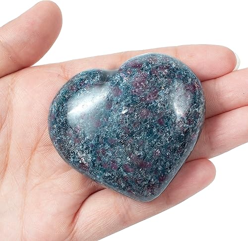 Miniatura 2 de Crocon Juego de piedras de hojaldre con forma de corazón de cianita rubí de 1.969 in, 450 quilates, bolsillo de cristal curativo, colección de