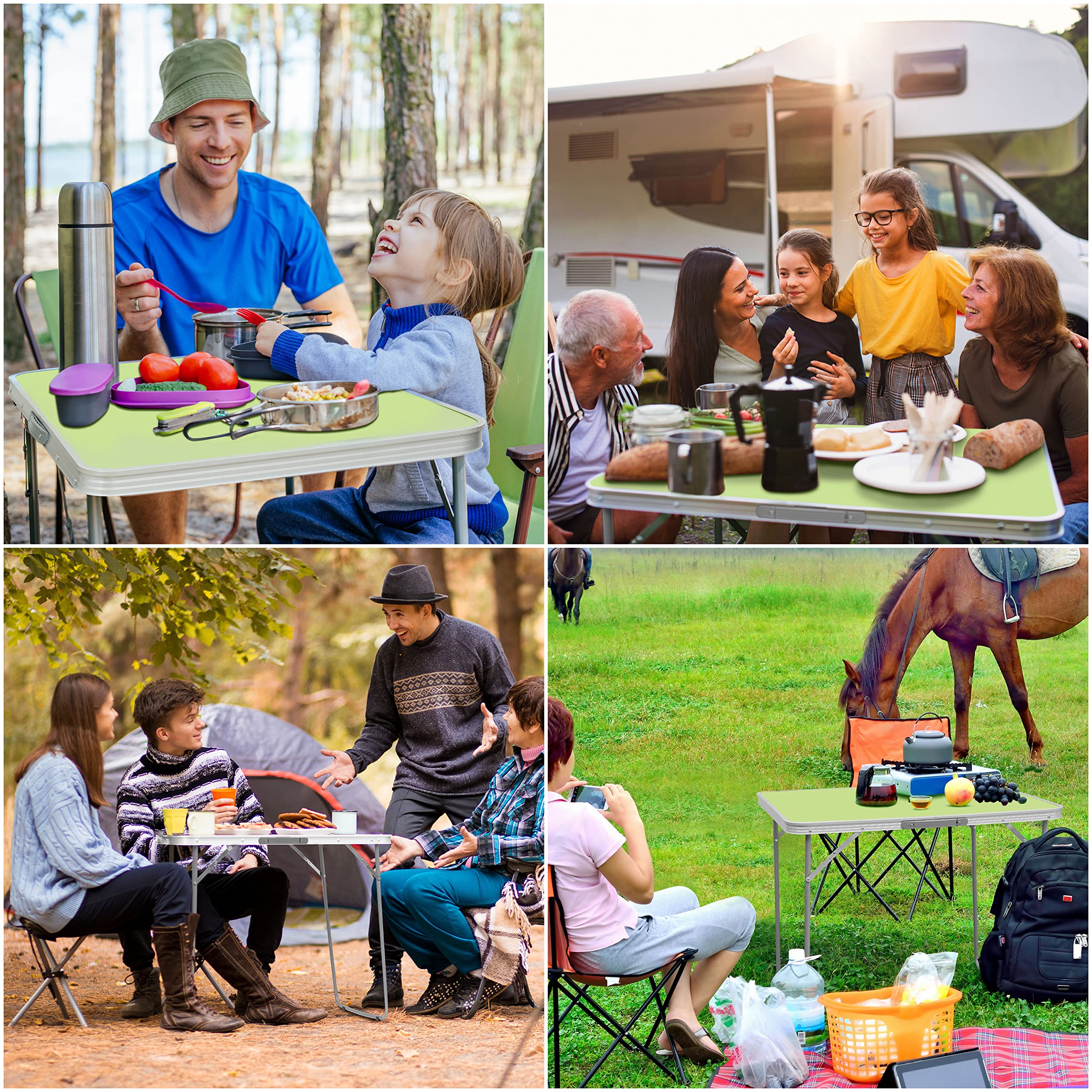 ABOUT SPACE Aluminium Picnic Table Travel Friendly Multipurpose Camping & Hiking Table - Foldable Space Saving Table with Handles & Perfect for Cooking,Indoor & Outdoor (L 80XB 60XH 72 Cm,Green) - Image 7 thumbnail