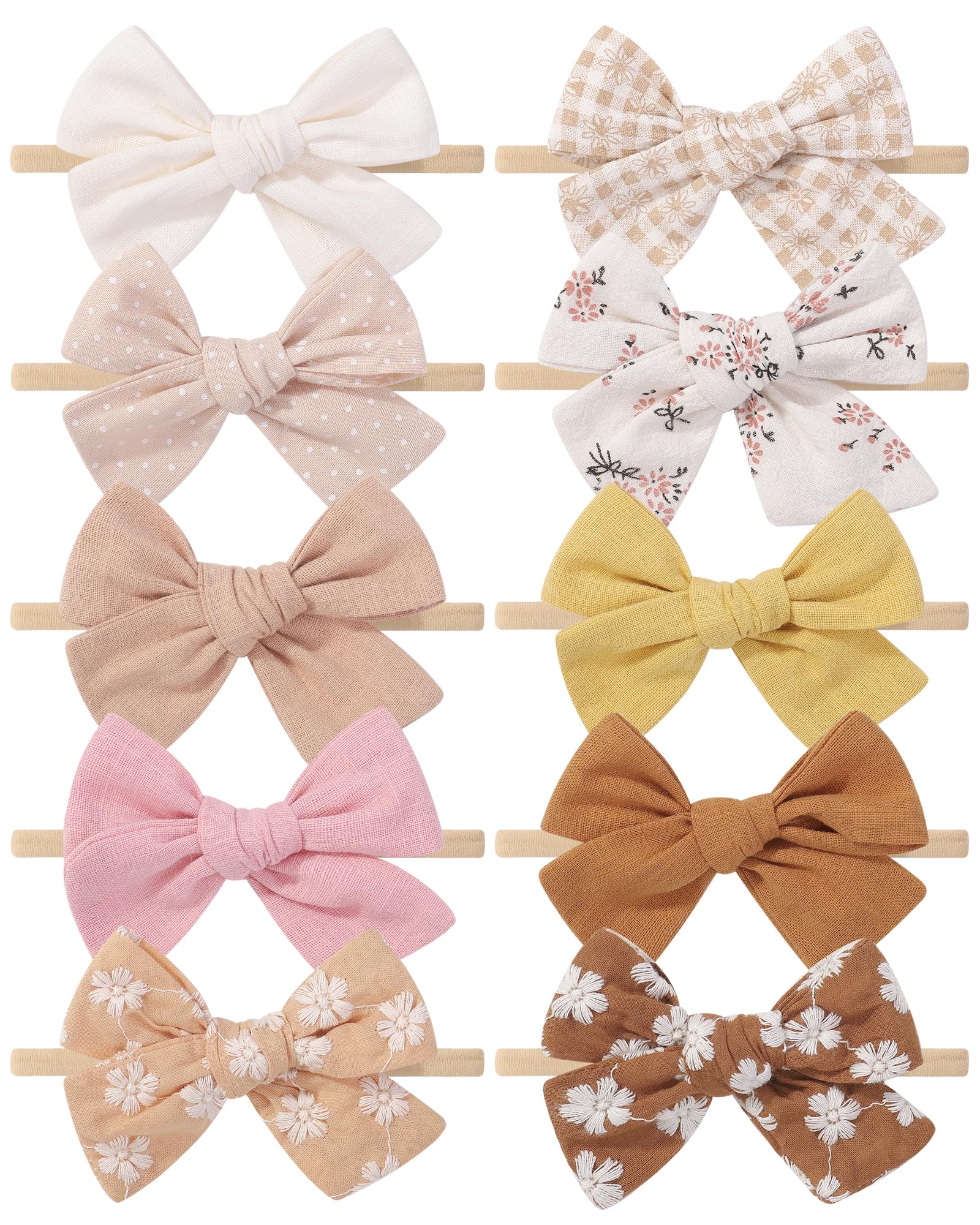 Haarschleifen für Babys, Mädchen, Nylon, Leinen, handgefertigt, Haarschmuck für Neugeborene, Kleinkinder, kleine Mädchen und Kinder, 8,9 cm, 10 Stück