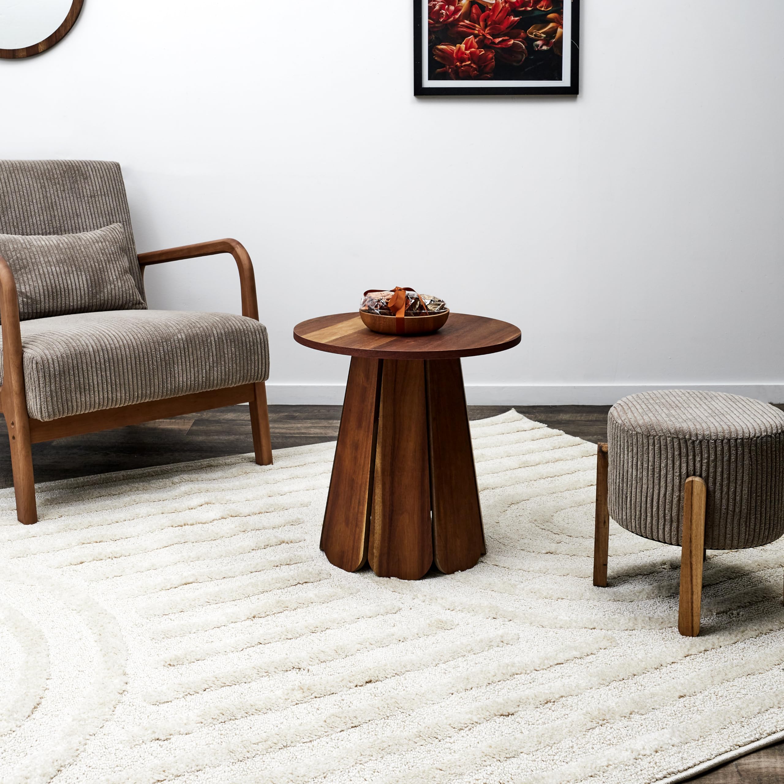 HOME DECO FACTORY, HD0347, Table d'Appoint D45Cm Will, Collection Softness, Mobilier, Table Et Bureau, Table d'Appoint - Gigogne, 45x45x45 cm, Marron | Métal et bois, table d'appoint Will, collection Softness, diamètre 45 cm, salon, marron