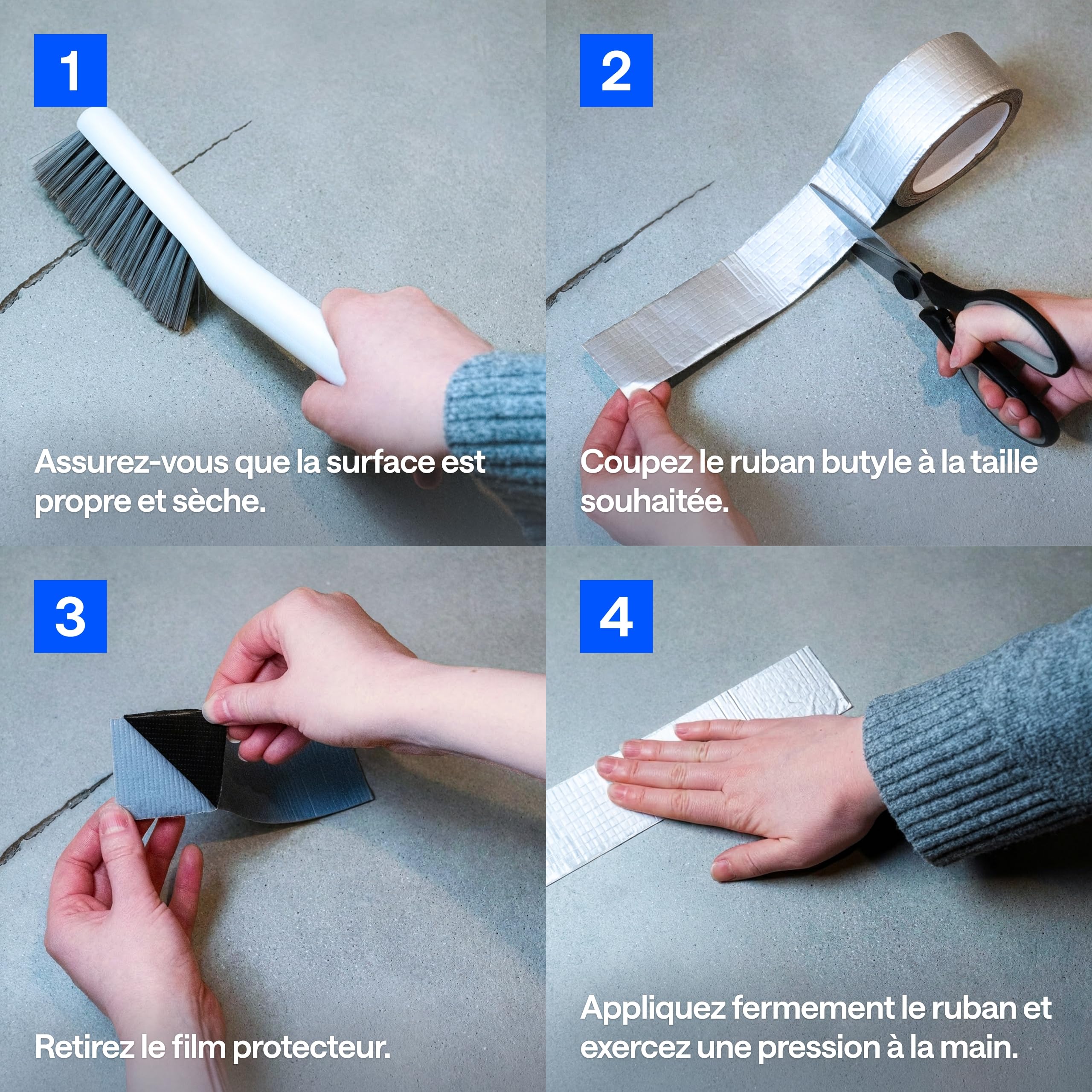GAUDER Bande Butyle étanche adhésive 50 mm x 5 m pour toit, gouttière et camping-car