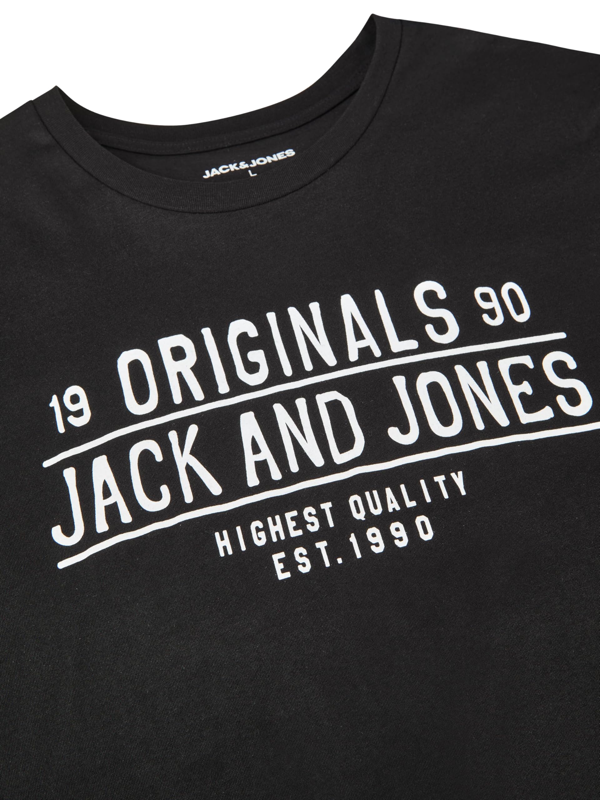 JACK & JONES JJLINO T-shirt z okrągłym dekoltem, z krótkim rękawem, krój regularny, na lato, 100% bawełna, czarny, biały, zielony, czerwony, niebieski, szary, S, M, L, XL, XXL, 3XL