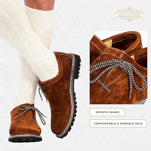 Miniatura 3 de BAVARIA TRACHTEN Botas Lederhosen - Haferl - Zapato alemán auténtico para el traje de Oktoberfest, cuero real, marrón oscuro
