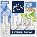Glade PlugIns Air Freshener Starter Kit, Scented and Essential Oils for Home and Bathroom, Clean Linen, 4.02 Fl Oz, 2 Warmers and 6 Refills
