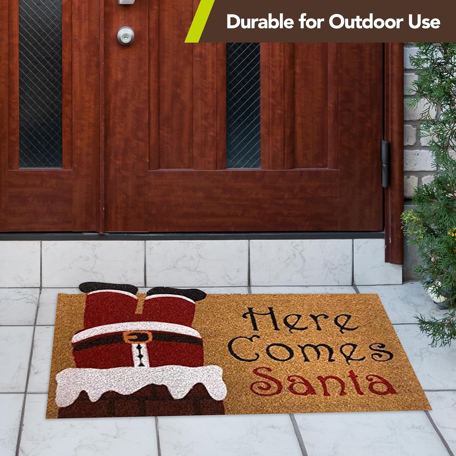 Briarwood Lane Here Comes Santa Christmas Natural Fiber Coir Doormat