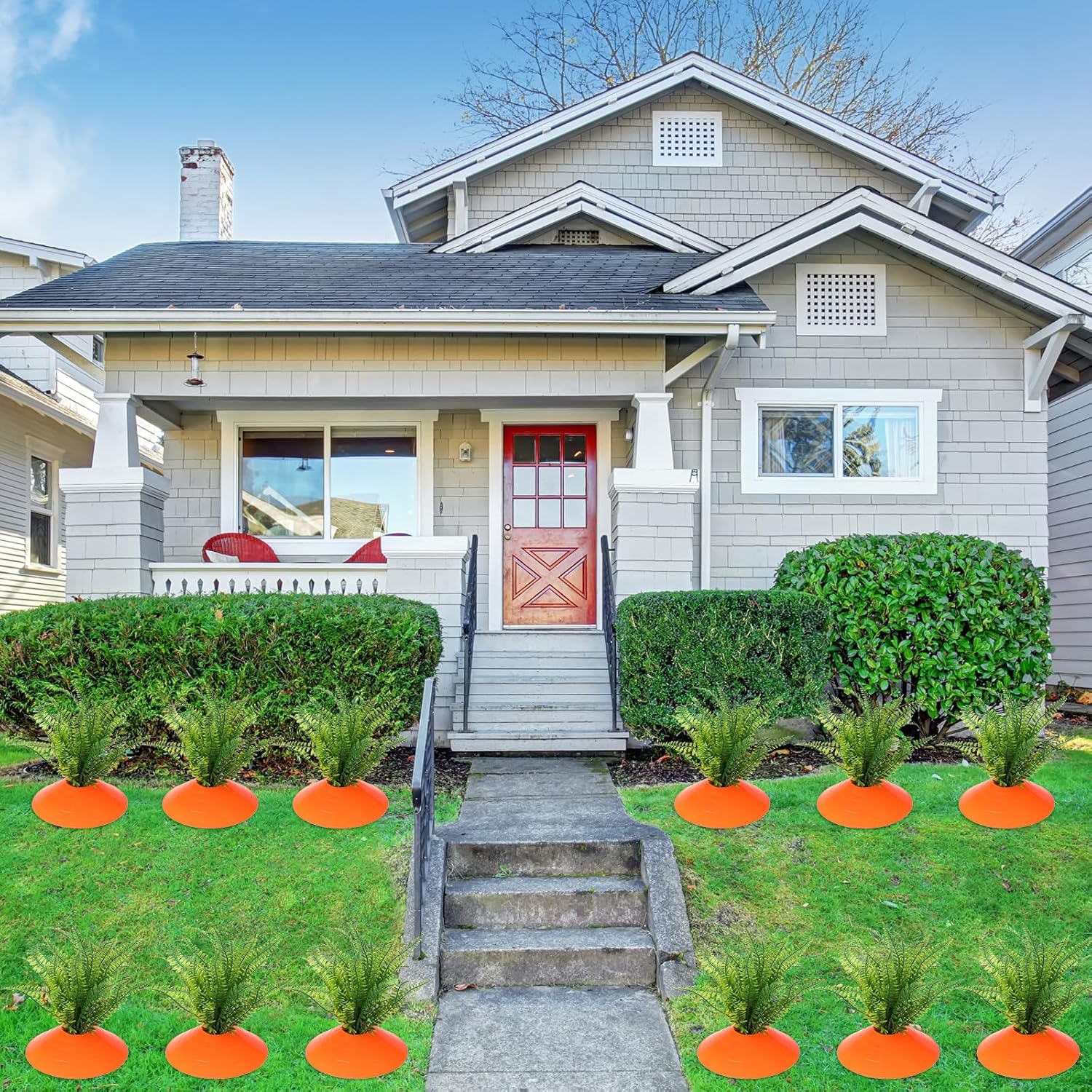 18 Set Easter Carrots Yard Decorations DIY Carrots Yard Sign Stakes Easter Plastic Outdoor Decorations for Spring Lawn Garden Yard Decor Easter Decor Home Lawn Patio Decorations (A Style)