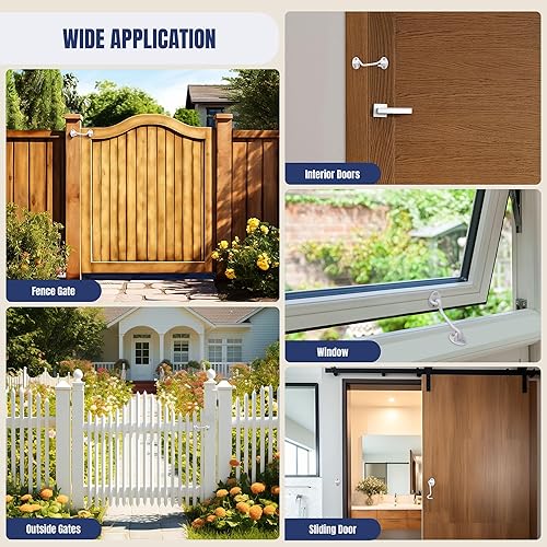 Miniatura 5 de Gancho y pestillo de privacidad, cierre de cerradura de puerta de granero resistente de 4 pulgadas, gancho de cabina de bloqueo de puerta para