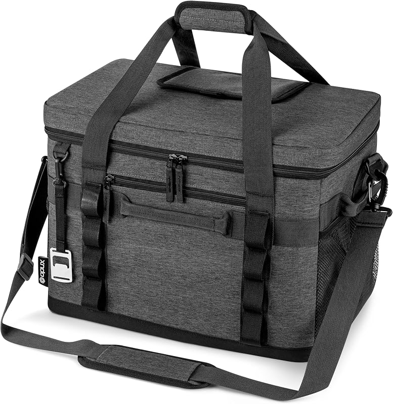 OPUX Collapsible Soft Cooler Bag, 48/60 Cans Leakproof, Insulated Tote | 48 Cans Large Capacity, Foldable, Ideal For Beach Camping Roadtrip Picnic, Lightweight With Bottle Opener