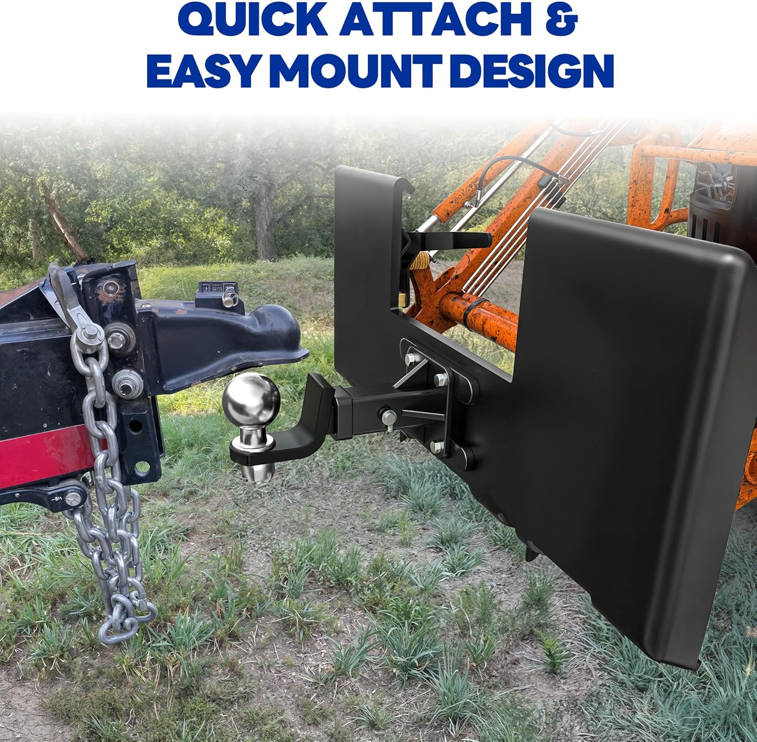 3/8" Skid Steer Mount Plate with 2" Removable Trailer Hitch Receiver, Thick Skid Steer Plate Attachment, Universal Quick Attach Plate Fits Kubota Bobcat Skid Steers Tractors, Black