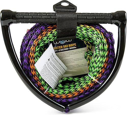 Miniatura 3 de WOW Sports Cuerda de remolque para wakeboard, esquí acuático y wakesurf, cuerda de 5 secciones, 75 pies