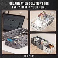 Vista 6 de BINO l Cestas de Almacenamiento de Plástico, XGrande - Gris LA COLECCIÓN BLOSSOM l Contenedor Multiusos Organizador l Con Manija Integrada l Cesta