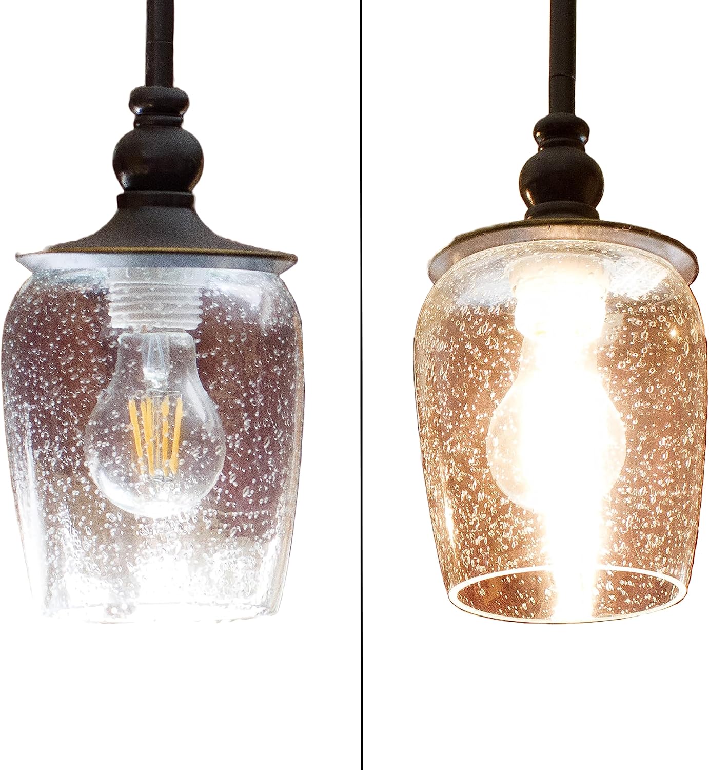 Bubble Glass shade, LEDupdates 3 Pack 5" wide Clear Seeded Globe shape for light fixture lamp replacement upgrade