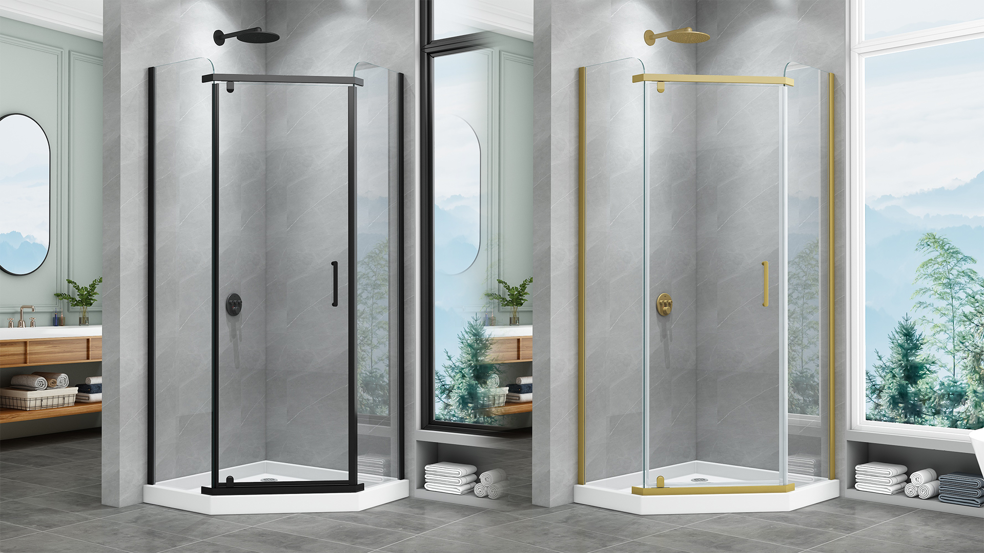 Sunrosa Neo-Angle Corner Shower Enclosure 36