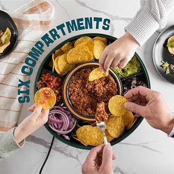 Taco Tuesday Kit - Taco Bar Serving Set for a Party - 30oz Heated Pot, 4 Taco Holders, Detachable Lazy Susan Tray - Taco Night Fiesta Unique Couple & Housewarming Gift Set Ideas