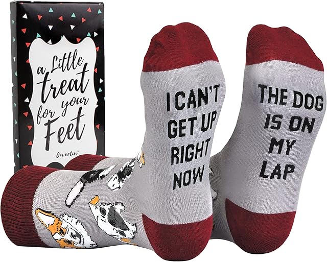 Cavertin Women's Cat Mom Dog Mom Book Novelty Socks with Gift Box