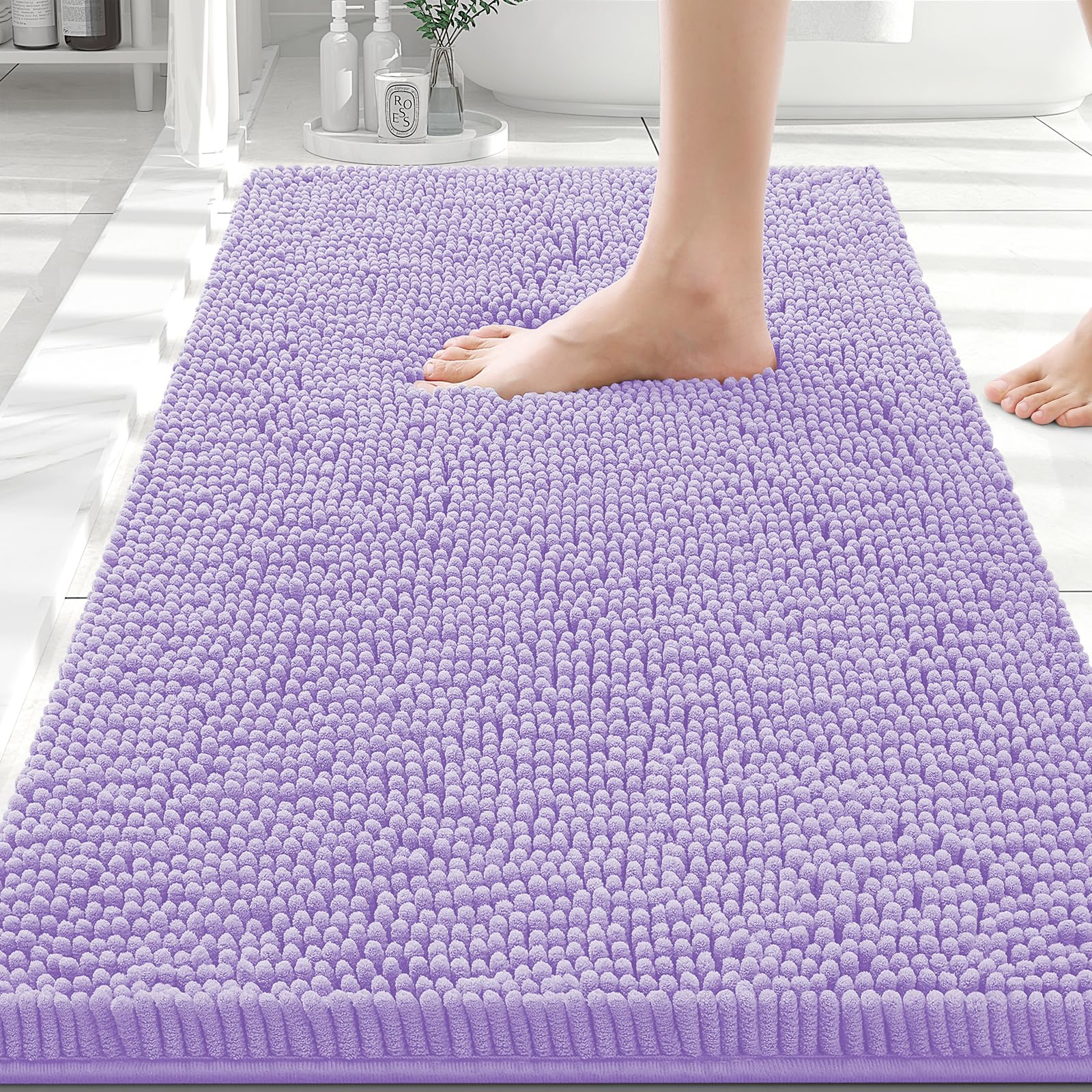 Smiry Bathroom Rugs 30X20, Luxury Chenille Extra Soft Absorbent Bath Mat