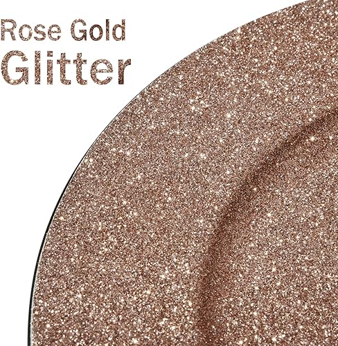 Miniatura 2 de ALINK Rose Gold Glitter Charger Plates, 13 Inch Large Round Party Chargers for Dinner Plates, Plastic Decorative Plates for Christmas, Wedding,