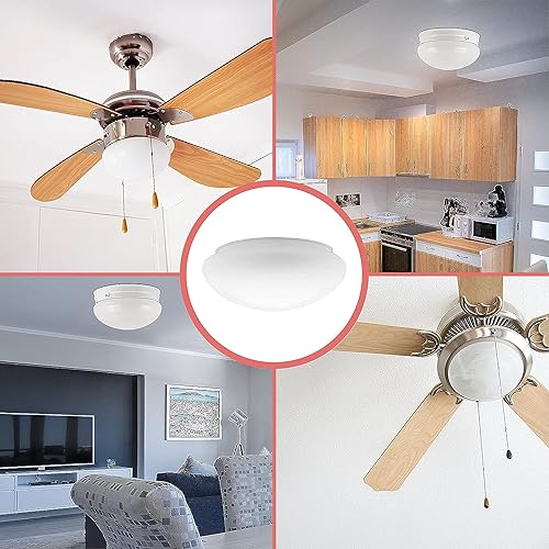 Miniatura 5 de Aspen Creative 23607-01, pantalla de cristal de hongo de ópalo blanco de 9 pulgadas para accesorio de techo, 9 pulgadas de diámetro x 4-12 pulgadas